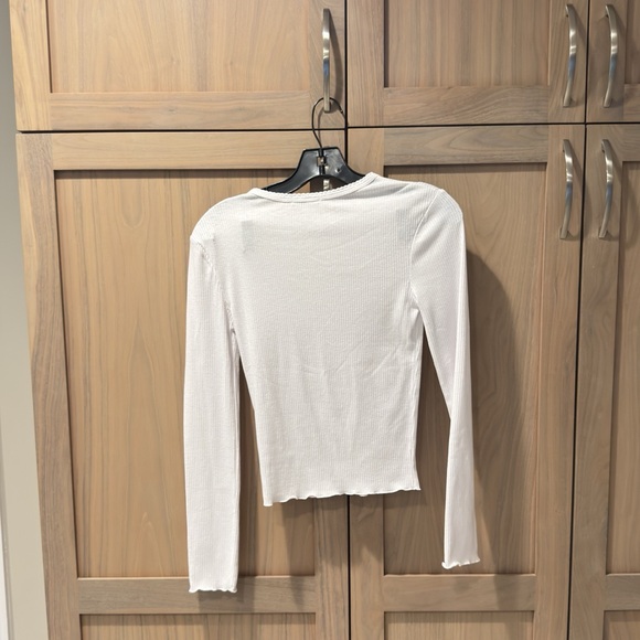 White Ribbed Long Sleeve Top - Picture 3 of 4